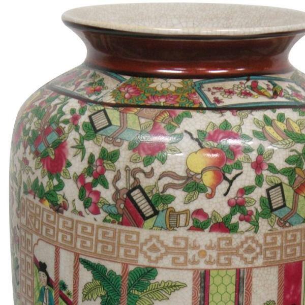 Elegant Rose Medallion 14" Porcelain Decorative Vase