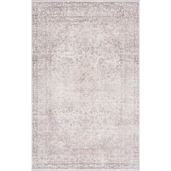 HOLI Beige Slate Blue Cream 8 ft. x 10 ft. Area Rug