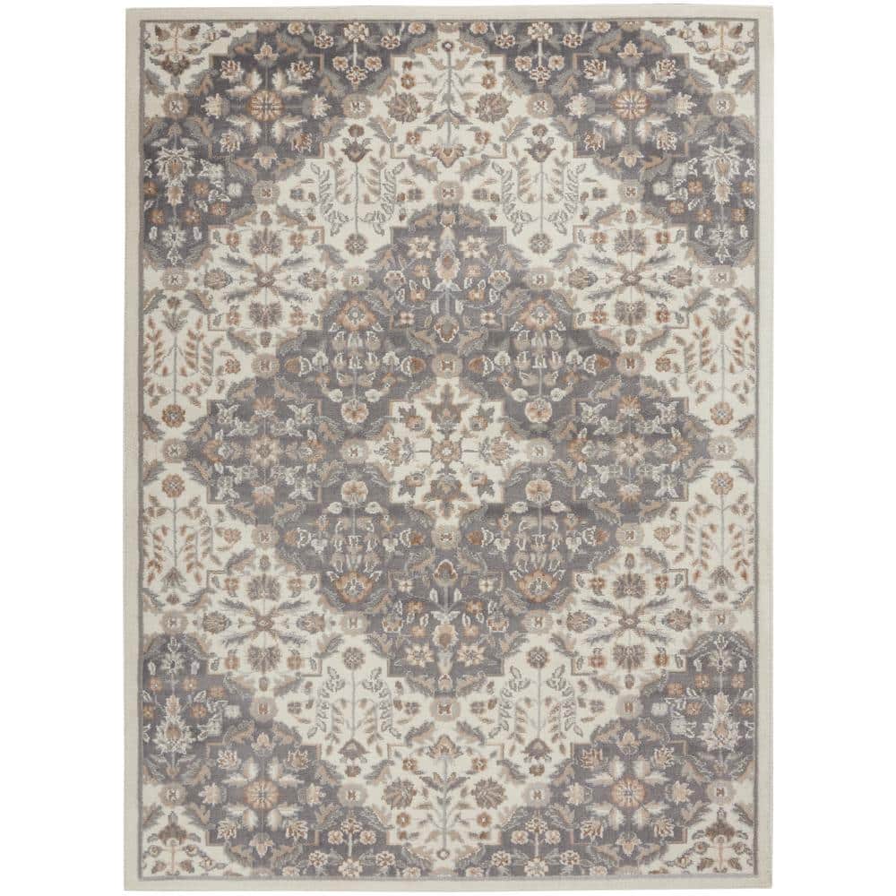Elation Ivory Grey 4 ft. x 6 ft. Center Medallion Traditional Area Rug price history on PriceWatchPro