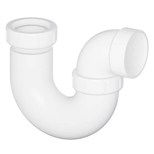 1-1/2 in. PVC DWV L. A. Pattern P-Trap w/ Union Slip Washer & Plastic Nut H x Slip, White Rigid PVC Drain, (25 Pack)