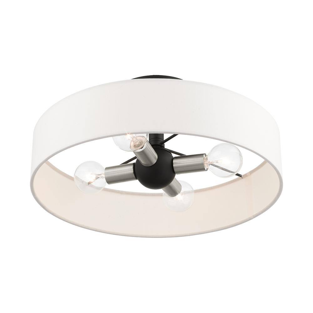 Venlo Contemporary 4-Light Drum Semi-Flush Mount in Black/Brushed Nickel