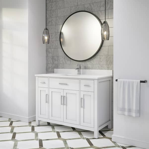 48 Bozeman Rustic Bathroom Vanity in Natural with Calacatta Quartz To -  HouseTie