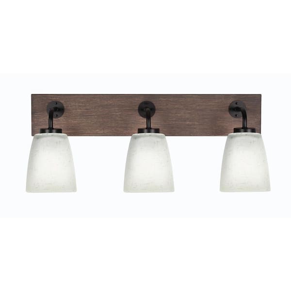 Unbranded Kirby 26 in. 3-Light Matte Black and Painted Distressed Wood-look Metal Vanity Light