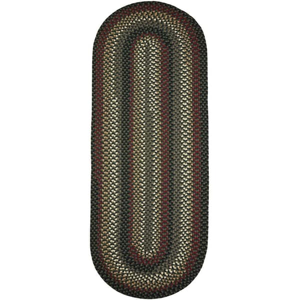 Country Medley Spruce Green Multi 2 ft. x 6 ft. Indoor/Outdoor Braided Runner Rug