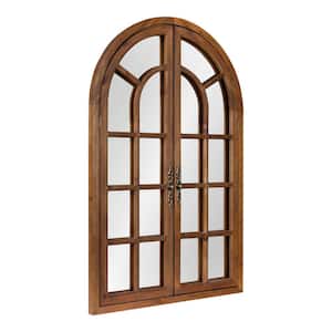 Boldmere 44 in. H x 28 in. W Rustic Arch Framed Brown Wall Mirror