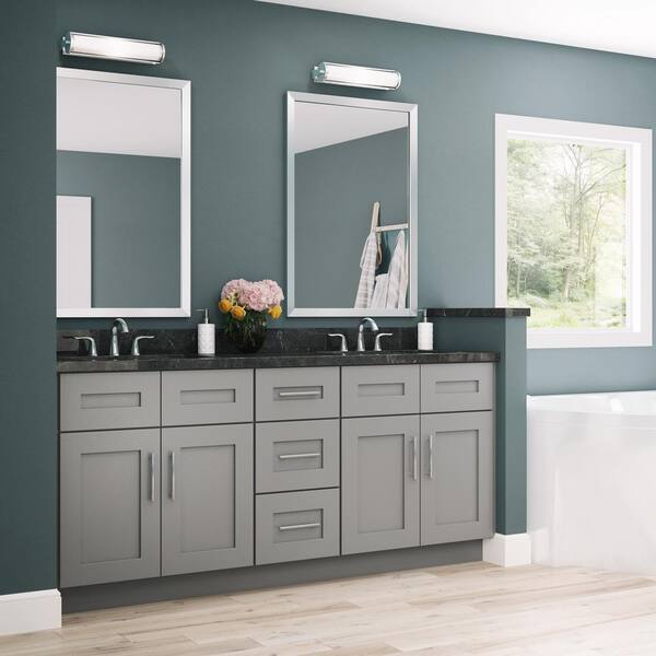 Bathroom Side Drawers Vanity Sink Base Dark Gray Inset Shaker Cabinets -  21 Deep