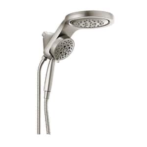 5-Spray Patterns 7.88 in. Wall Mount Dual Shower Heads with H2Okinetic Technology in Lumicoat Stainless