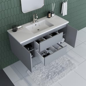 Salt 48 in. W x 20 in. D Bath Vanity in Gray with Acrylic Vanity Top in White with White Basin