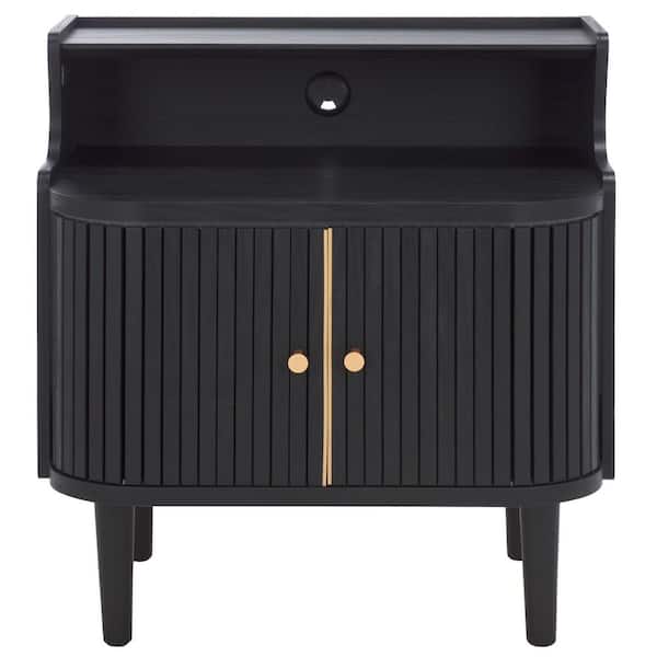 SAFAVIEH Tameka Black/Gold 2 Door Nightstand NST9616B - The Home Depot