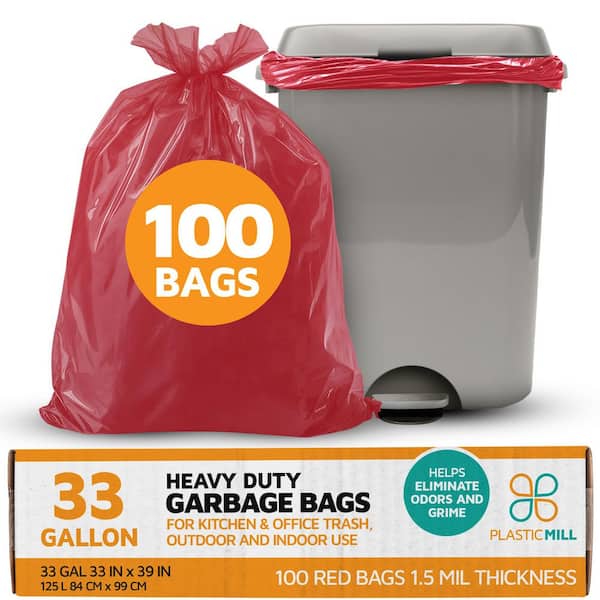 33 in. W x 39 in. H 33 Gal. 1.5 mil Red Trash Bags (100-Count)
