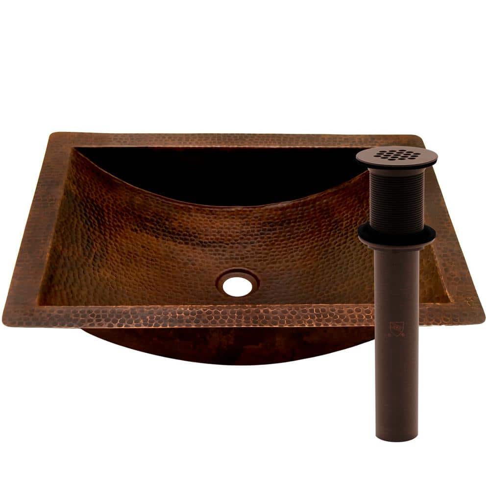 Merida Antique Copper Undermount Bathroom Sink with Hand-Hammered Finish