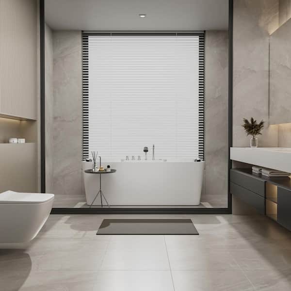 Empava Luxury 59 in. Center Drain Acrylic Freestanding Flatbottom