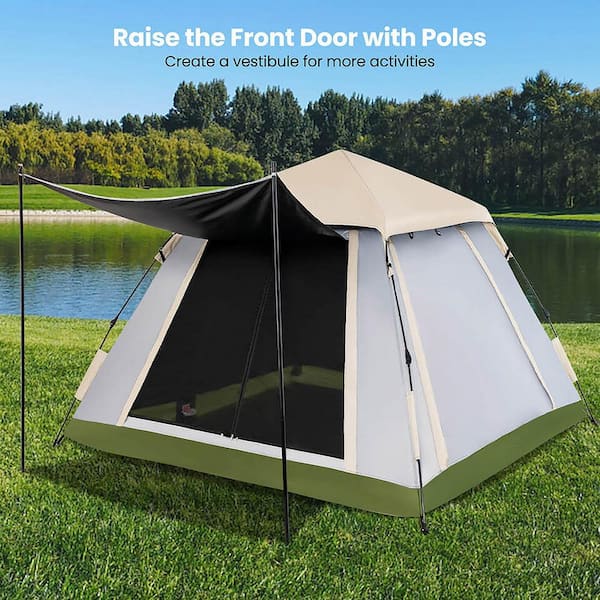 Gymax Instant Pop up 7.7 ft. x 7.7 ft. Camping Tent with Removable Rainfly and Carrying Bag GYM13045 The Home Depot