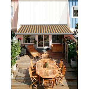 The Fellie Garden Awnings Manual Patio Awning Retractable Canopy Outdoor Sun Shader with Winding Handle L3.5xW3m, Blue