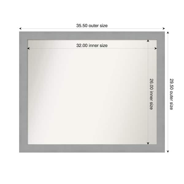 Amanti Art Brushed Nickel 35.5 in. x 29.5 in. Custom Non-Beveled Recycled Polystyrene Framed Bathroom Vanity Wall Mirror