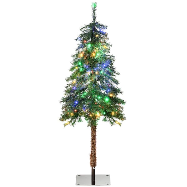 HOMCOM 4 ft. Tall Prelit Pencil Artificial Christmas Tree Holiday Décor with 208 Branches