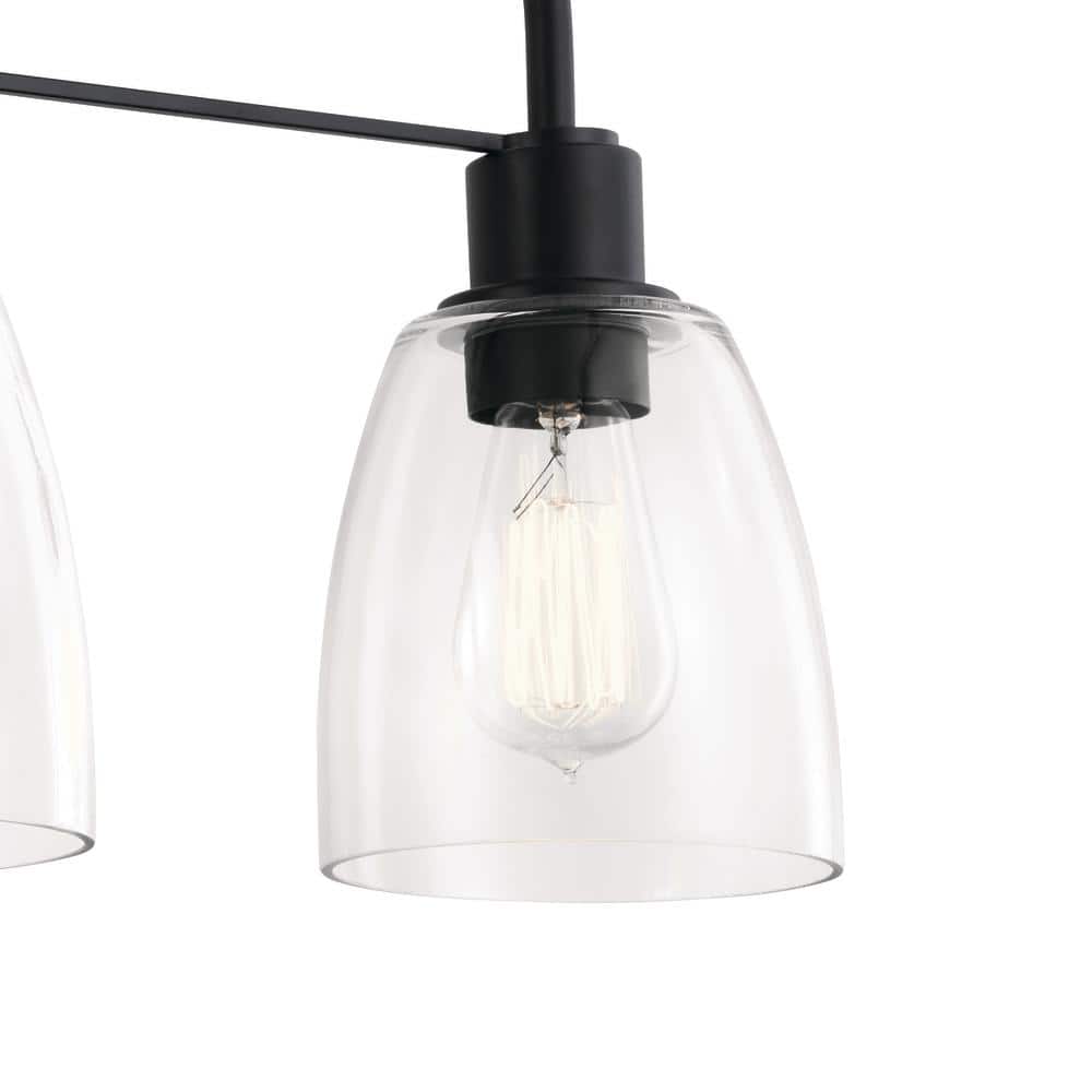 Black 3-Light Vanity Fixture with Clear Glass Shades
