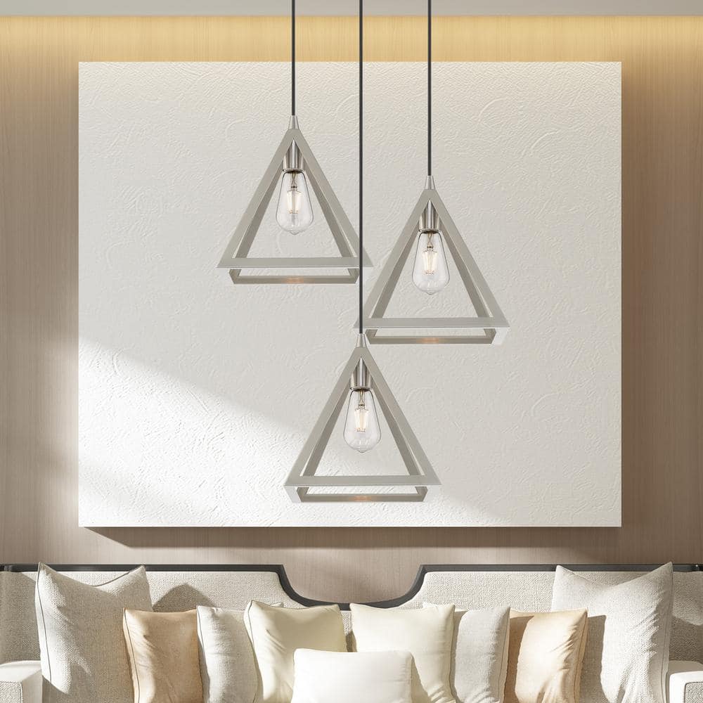 Brushed Nickel Mini Pendant Light with Geometric Shade