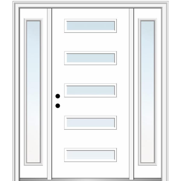 MMI Door Davina 60 in. x 80 in. Right-Hand Inswing 5-Lite Clear Low-E Primed Fiberglass Prehung Front Door on 4-9/16 in. Frame