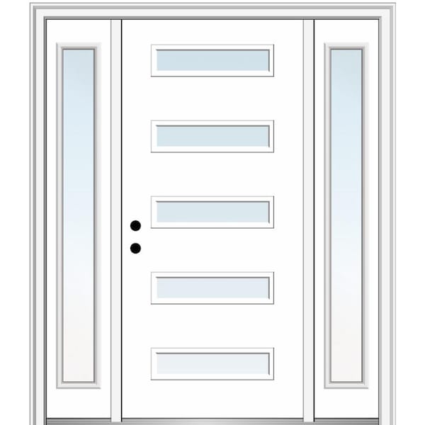 MMI DOOR Davina 64 in. x 80 in. Right-Hand Inswing 5-Lite Clear Low-E Primed Fiberglass Prehung Front Door on 6-9/16 in. Frame