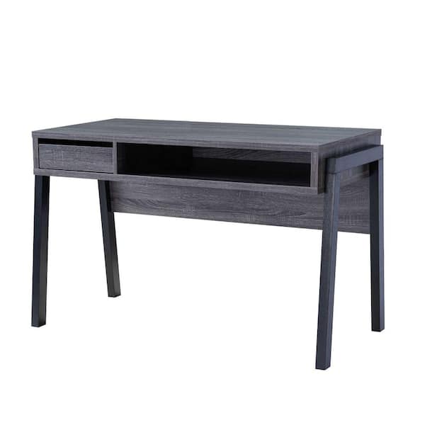 Benjara 30 in. Distressed Gray 1 Drawer Wooden Office Writing Desk