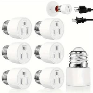 6-Packs E26/E27 3 Prong Light Socket To Plug Adapter, Polarized Screw In Outlet For Light Socket Adapter