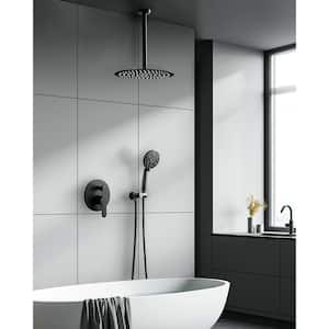 8-Spray 12 in. Wall Mount Rain Fixed Shower Head and Handheld Shower with 1.8 GPM and 360° Swivel Head in Matte Black