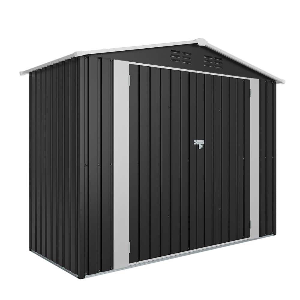 8 ft. W x 4 ft. D Metal Outdoor Storage Shed with Double Pitched Roof Lockable Door (32 sq. ft. ) in Black price history on PriceWatchPro