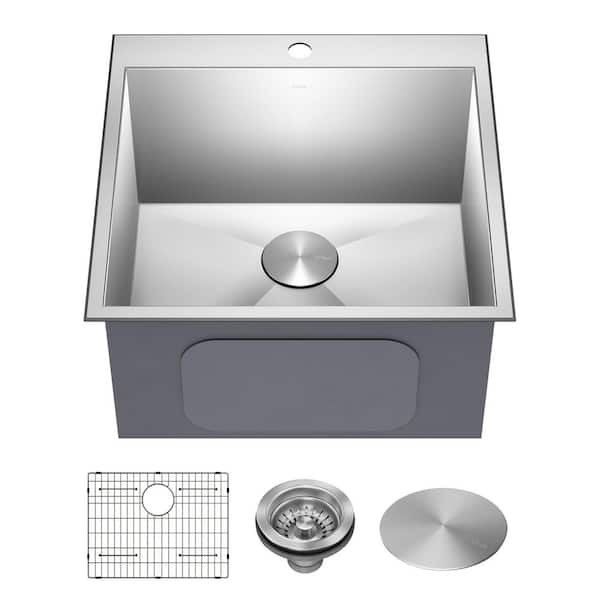 KRAUS Standart PRO 16-Gauge Stainless Steel 22 in. Drop-In Single Bowl Deep Laundry Utility Sink