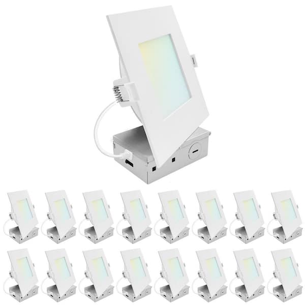 6 in. Integrated LED Square Recessed Light, Mini Panel Light, 5CCT, 1400LM, 15W, 100°, Dimmable, ETL Listed 16 Pack