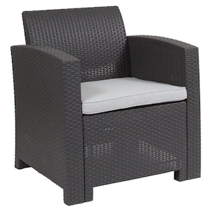 Wood Outdoor Dining Chair in Dark Gray
