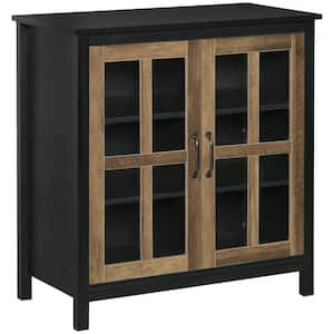 Black Glass Door Buffet Cabinet with Adjustable Storage Shelf