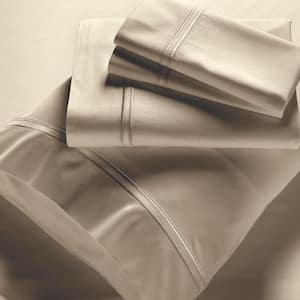 4-Piece Sand Solid 300 Thread Count Full Sheet Set