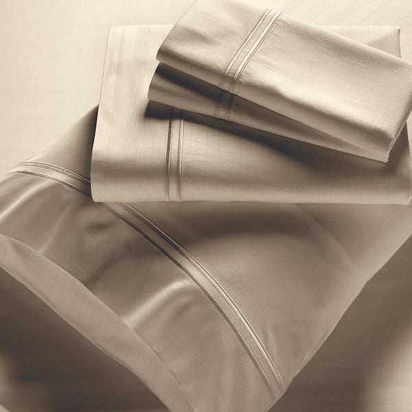 PRICELESS HOME 4-Piece Dove Gray Solid 300 Thread Count King Sheet Set