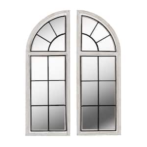 Quenby 42 in. x 15 in. Weathered White Wall Mirror (Set of 2)