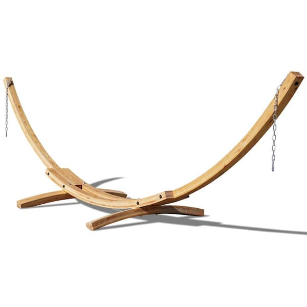 13 ft. Russian Pine Hardwood Arc Frame Hammock Stand with Hooks and Chains Natural