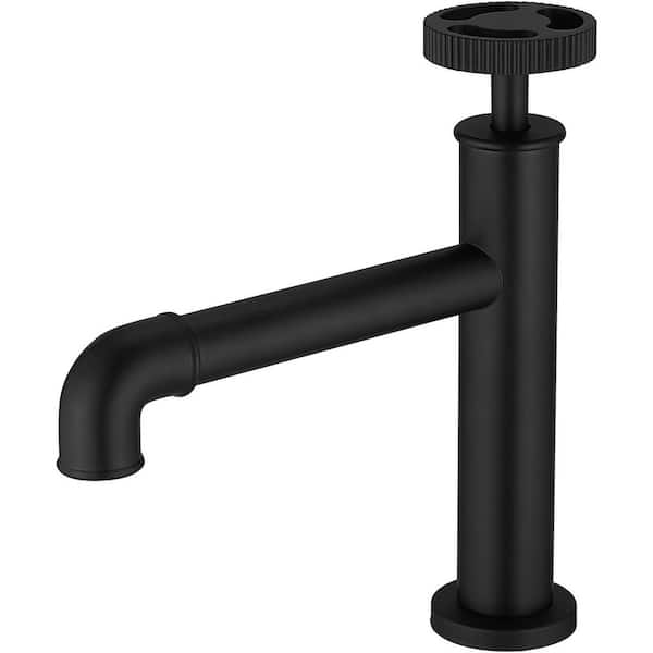 BWE Industry Style Single Handle Single Hole Bathroom Faucet in Matte Black