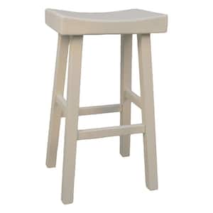 Colborn 30 in. Antique White Thick Saddle Seat Stool