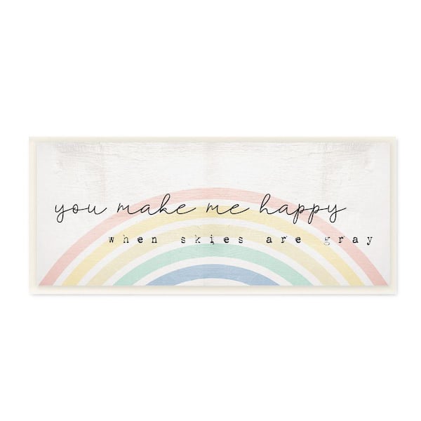 Stupell Industries "You Make Me Happy Quote Rustic Rainbow Arches" by Daphne Polselli Unframed Country Wood Wall Art Print 7 in. x 17 in.