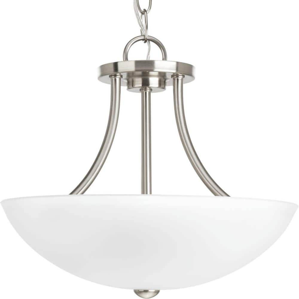 Brushed Nickel 2-Light Semi-Flush Mount with Etched Glass Shade