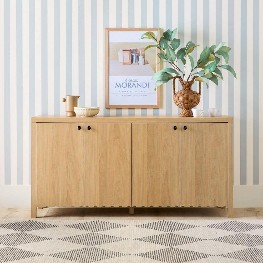 Walker Edison Furniture Company Paisley White Oak Modern MDF 60 in