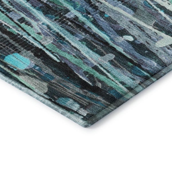 Mayfield Premium Machine Washable Abstract AMF2126 Teal 10 ft. x 14 ft. Area Rug
