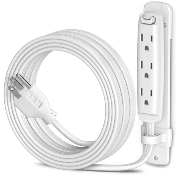 MAXIMM 10 ft. 16 / 3 Light Duty Indoor Extension Cord with Eyelet and Mount 3-Outlet 13 Amp White
