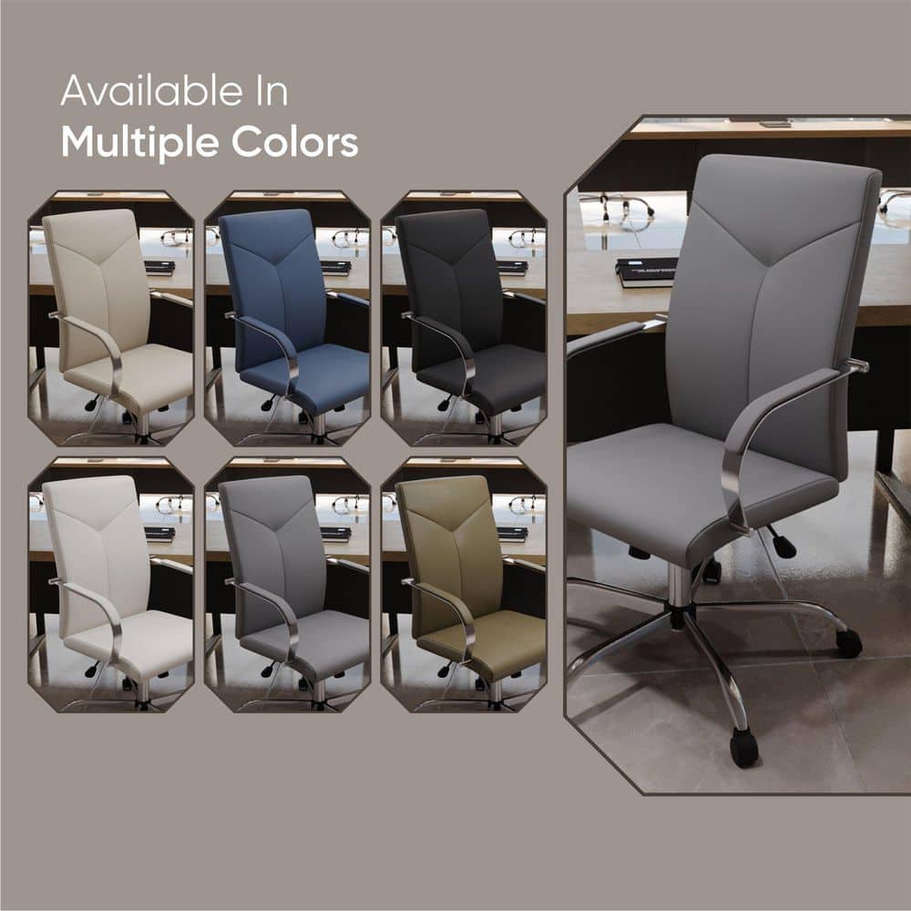 Sonora High-Back Executive Leather Swivel Chair in Gray