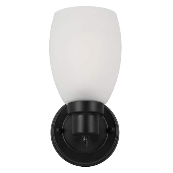 Design House Lydia 1 Light Matte Black Indoor Dimmable Wall Sconce With Frosted Glass And Twist On Off Switch 588814 Blk - Dimmable Wall Sconce Black
