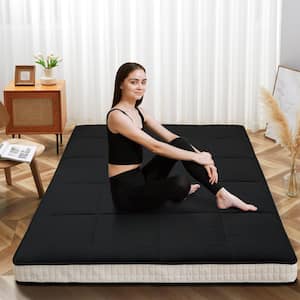 Futon Mattress, 54 in. x 5 in. Cushion 1-Piece Deep Seating Outdoor Floor Mattress Cushion Corner Set Black Cush