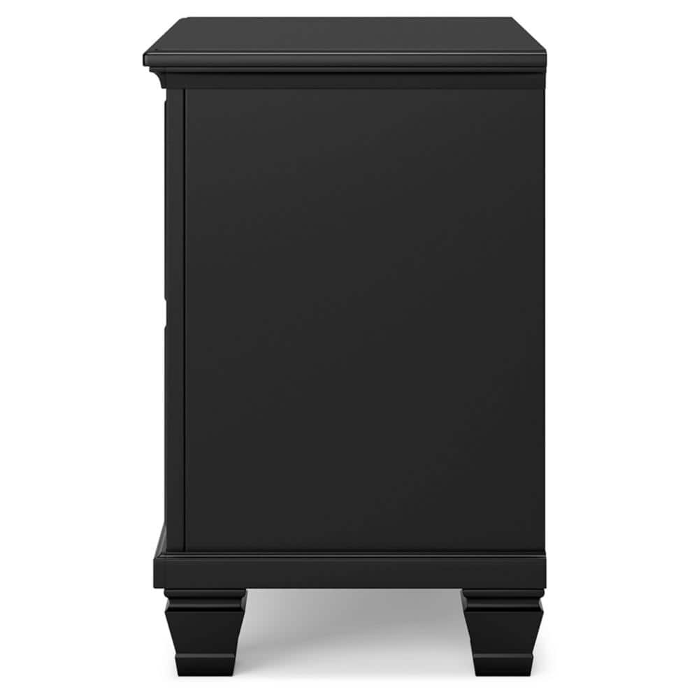 Black Hardwood 2-Drawer Nightstand with Satin Nickel Knobs