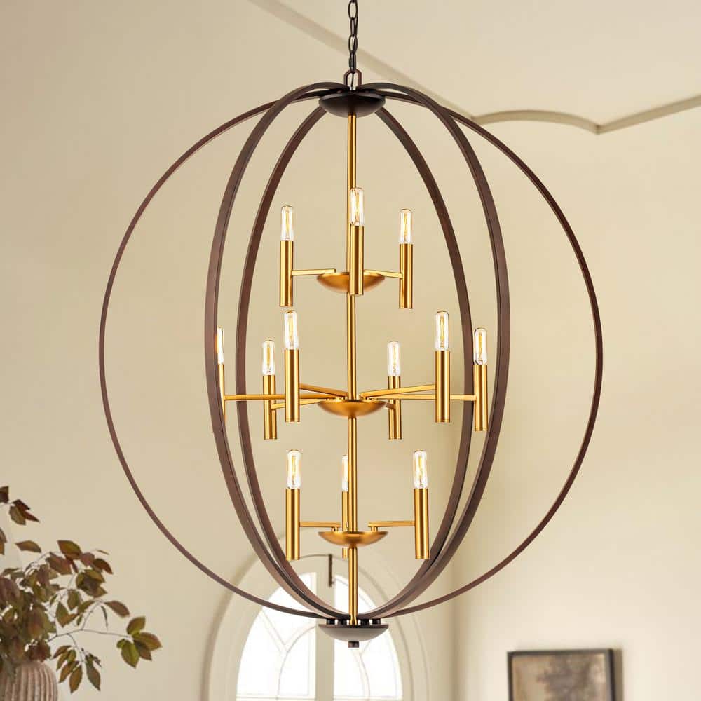 Rennnsan Liam 12-Light Candle Globe Cage Tiered Oversized