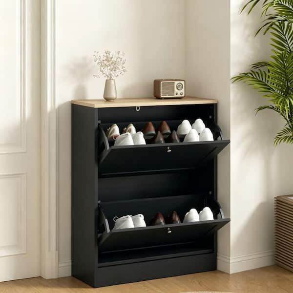 21.75 in. H x 41 in. W White Particle Board Shoe Storage Bench Entryway Storage Bench Ottoman with Cushion