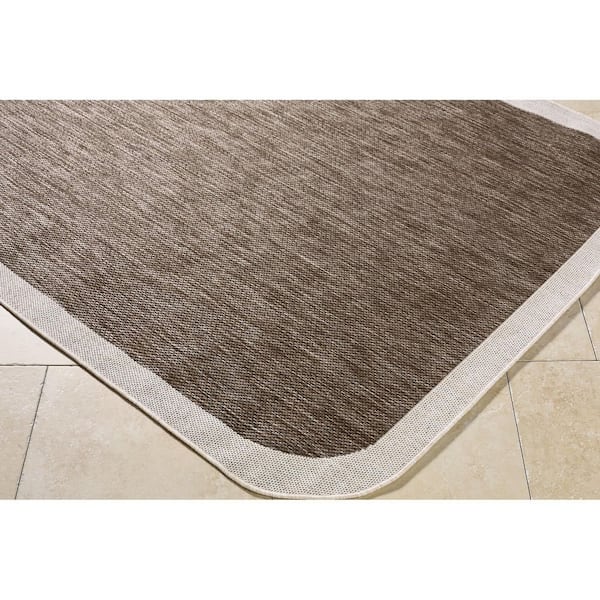 Miami Beach Dark Brown Traditional Solid Color 5 ft. 3 in. x 7 ft. Indoor/Outdoor Area Rug